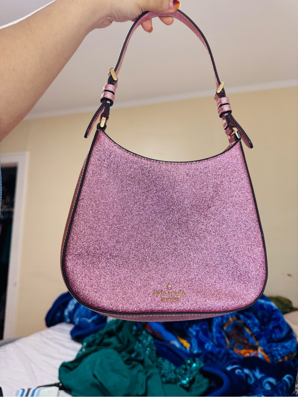 kate spade Pink Glitter Hobo Shoulder Bag